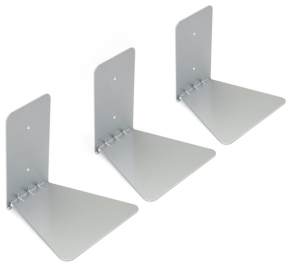 Umbra Conceal Floating Bookshelf, Small, Silver, Set of 3