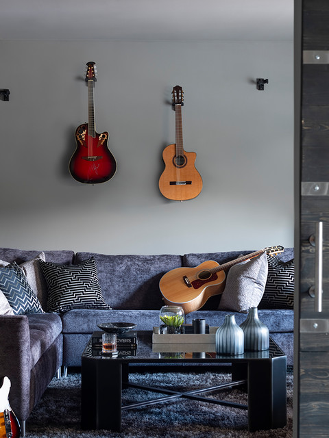 Moody Modern Man-Cave modern-basement