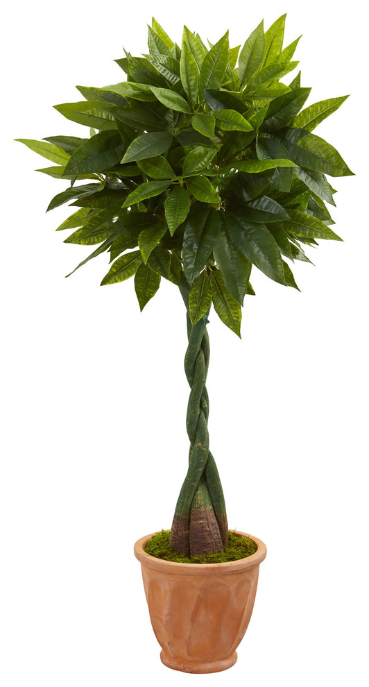 5" Money Artificial Tree, Terracotta Planter, Real Touch Contemporary