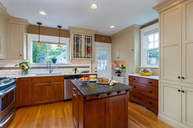 Cherry & Off-white Kitchen with Historic Charm