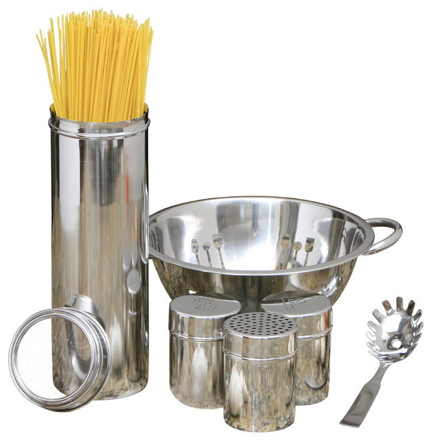 Stainless Steel Pasta Gift Set 6 Piece Incl 4Quart Colander Cheese