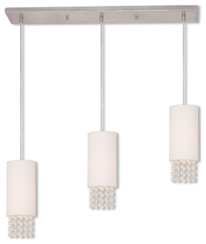 Livex 5102391 3Light Brushed Nickel Linear Chandelier, Brushed Nickel