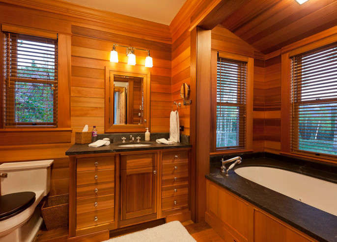 Bathroom - rustic bathroom idea in Denver