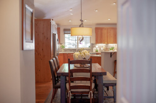 Example of a transitional dining room design in Seattle