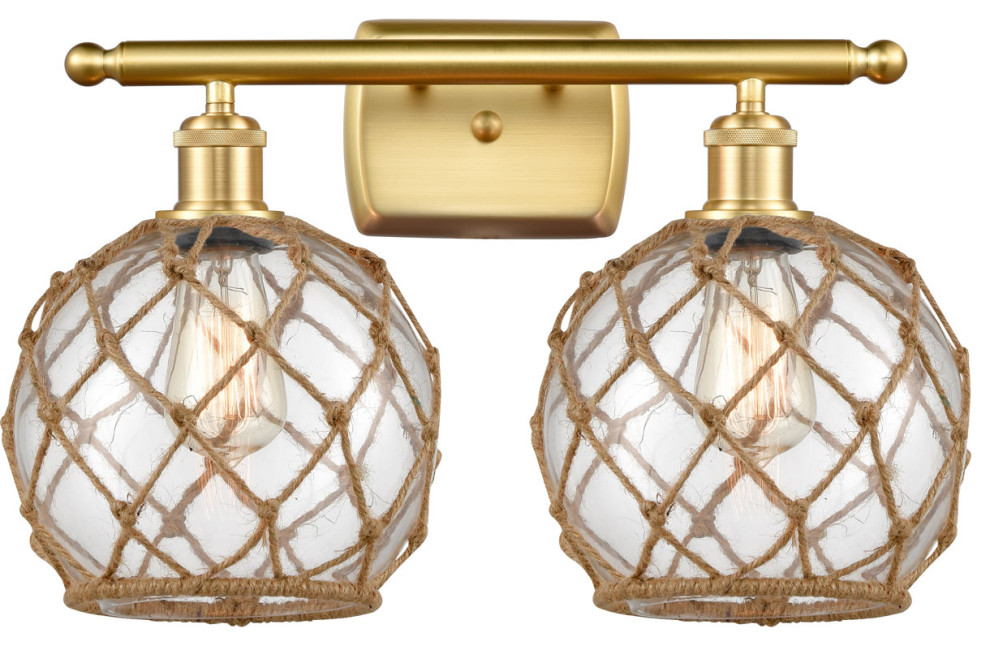 Ballston Farmhouse Rope 2 Light Bathroom Vanity Light in Satin Gold ...