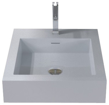 ADM Square Freestanding Sink, White, 19", Glossy White