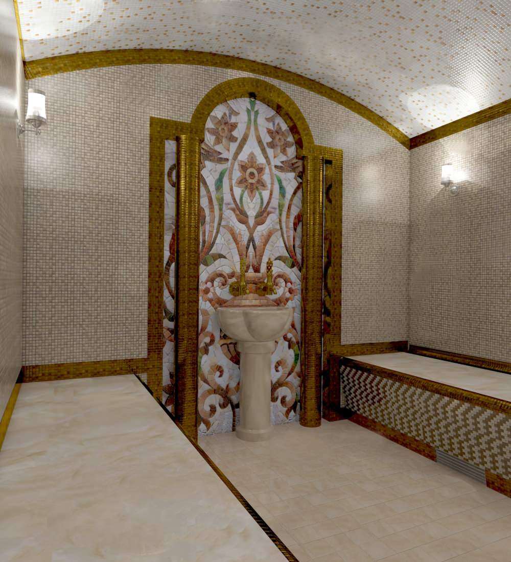 Хамам мозаичный с панно