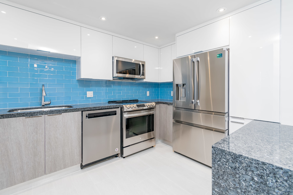Blue accents on a beach condo