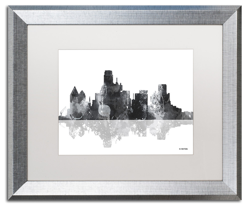 Watson 'Dallas Texas Skyline BG-1' Art, Silver Frame, 16"x20", White Matte