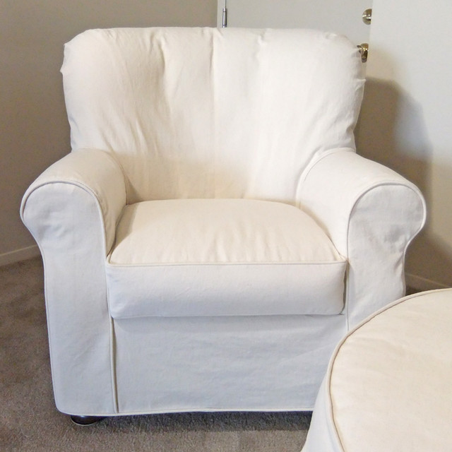 Natural Denim Armchair Slipcover  Traditional  Slipcovers And Chair Covers  Other