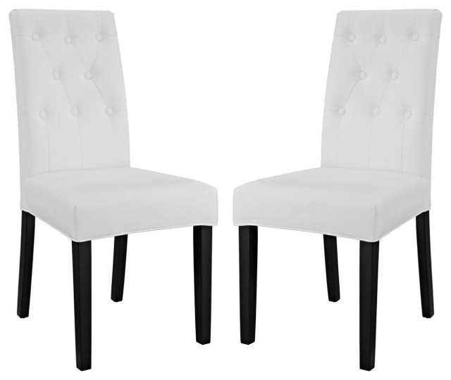 Modway Confer Dining Side Chair Vinyl Set Of 2 With White Finish EEI