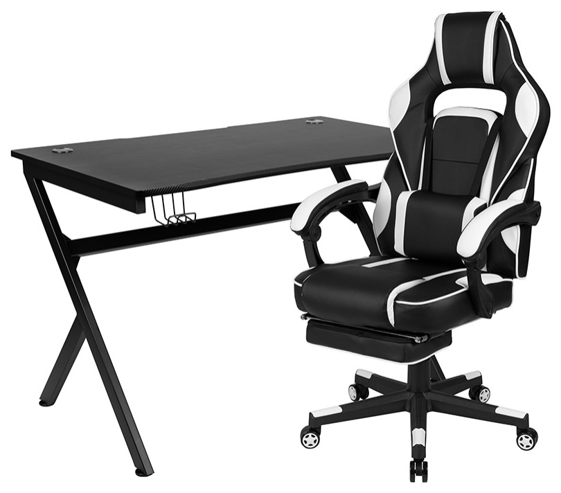 Black Gaming Desk & Chair Set Contemporary Desks And Hutches by