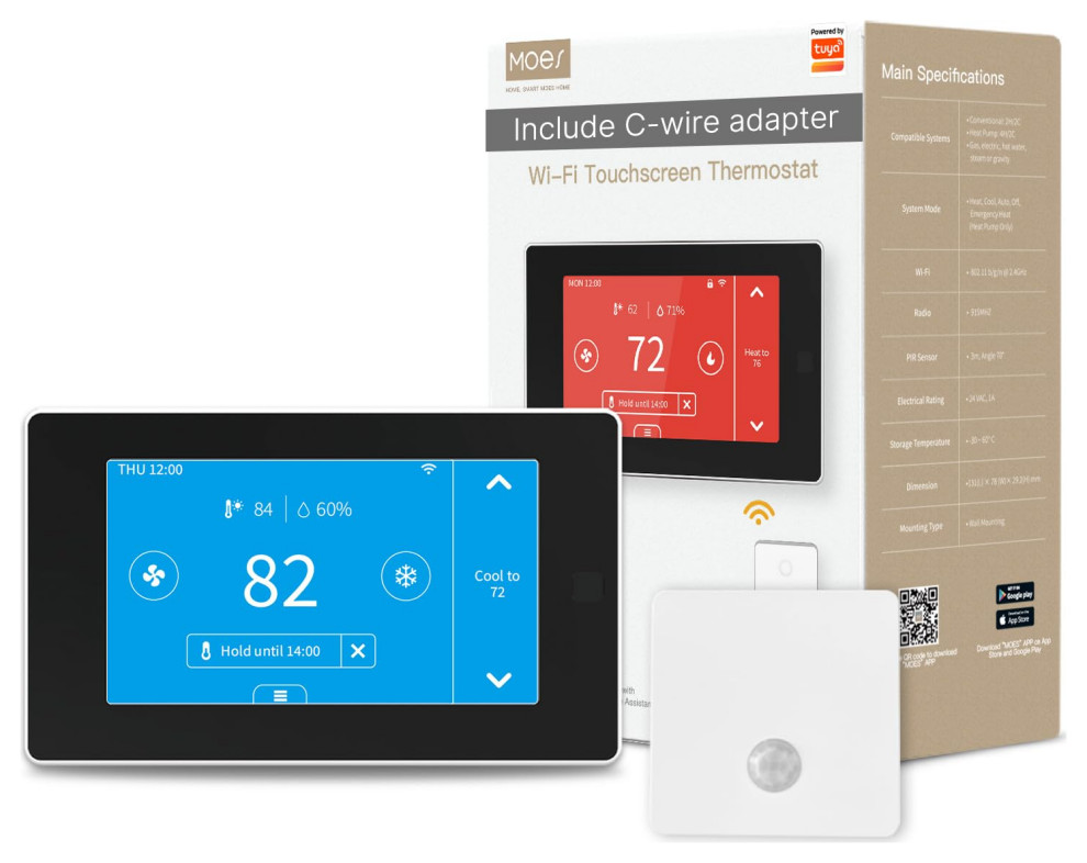 Programmable WiFi Smart Thermostat for Home, No C-Wire Required by C-Wire.