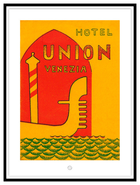 Contemporary Modern Transitional Fine Art, HOTEL UNION, VENEZIA, Black Leaf