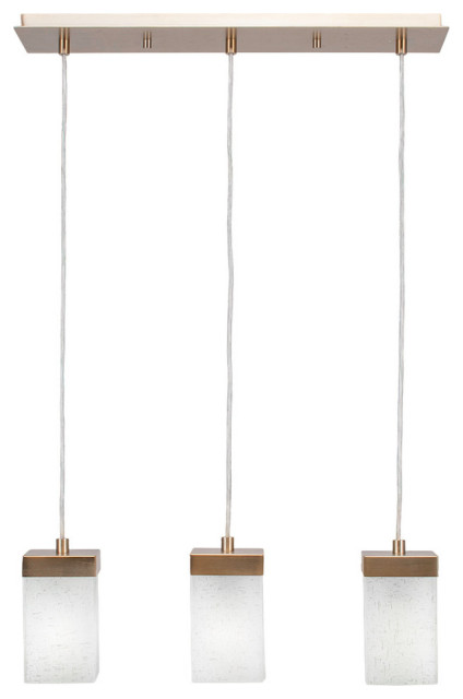 Nouvelle 3-Light Cord Cluster Pendalier, New Age Brass/Square White Muslin