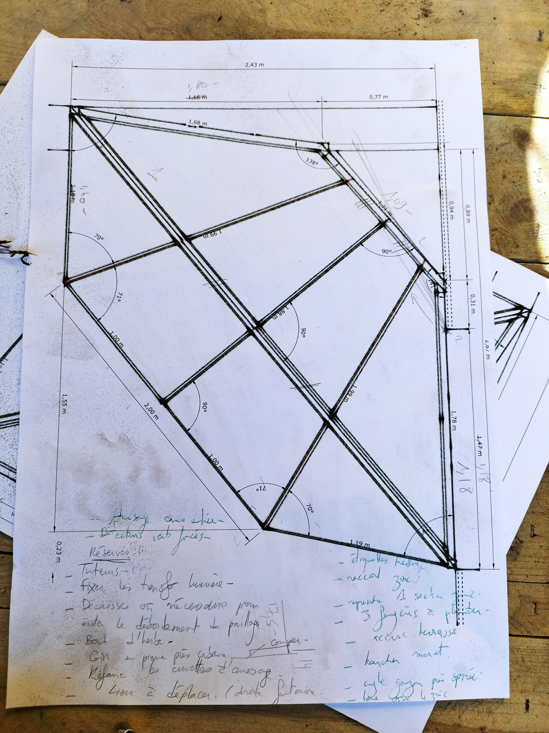 Plan de l'abri à vélo sur mesure