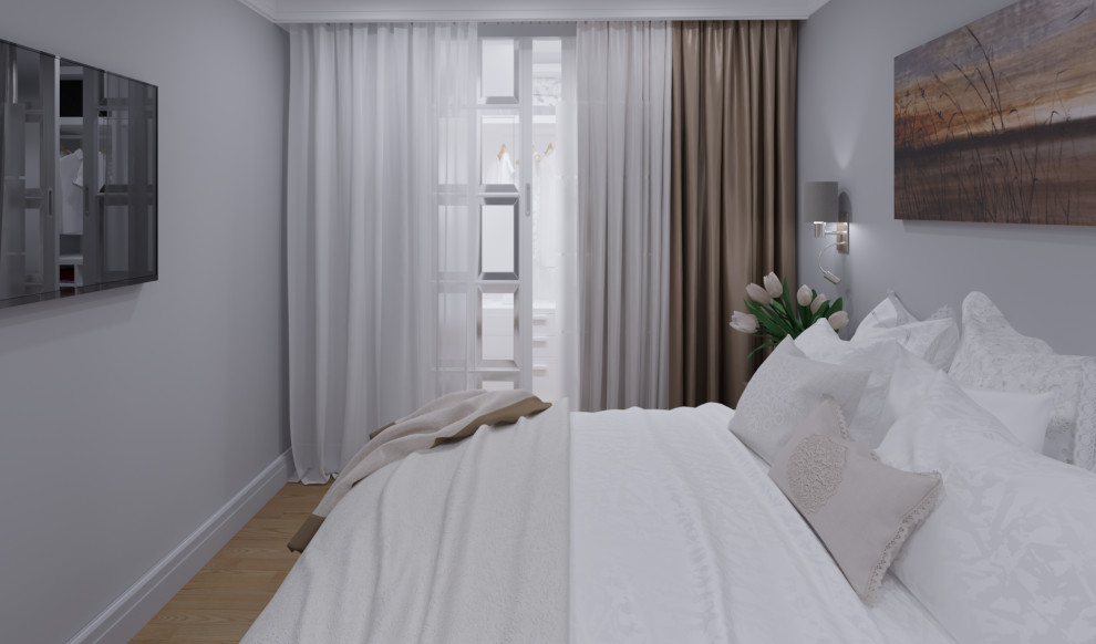 Спальня с фальш-окном в гардеробную