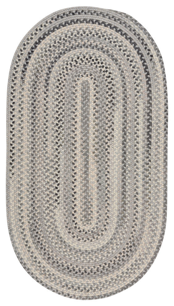 Tooele Braided Oval Rug, Gray, 20"x30"