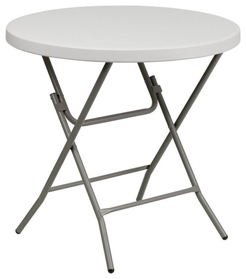 Bowery Hill Metal/Plastic NonLocking Legs Round Folding Table in