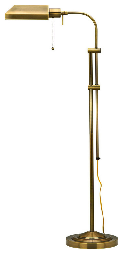 Benzara BM225079 Metal Rectangular Floor Lamp with Adjustable Pole, Gold