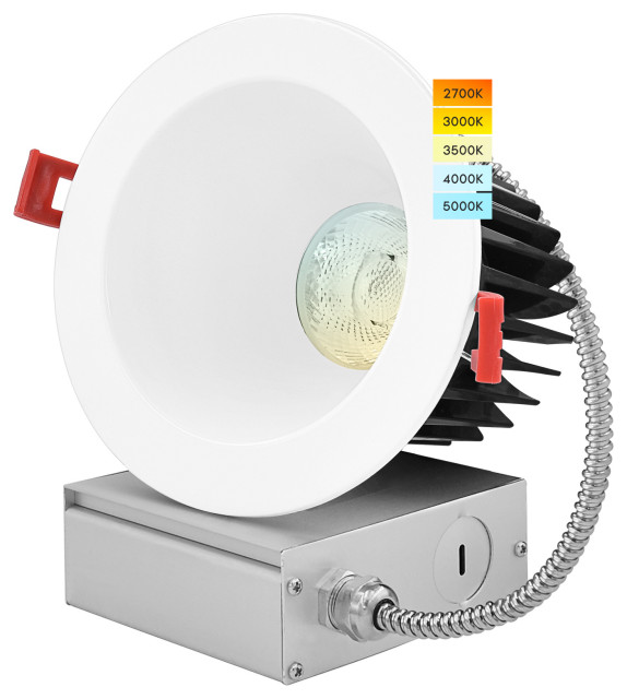 Luxrite 4" LED Recessed Light JBox 18W 5 Color Selectable Modern