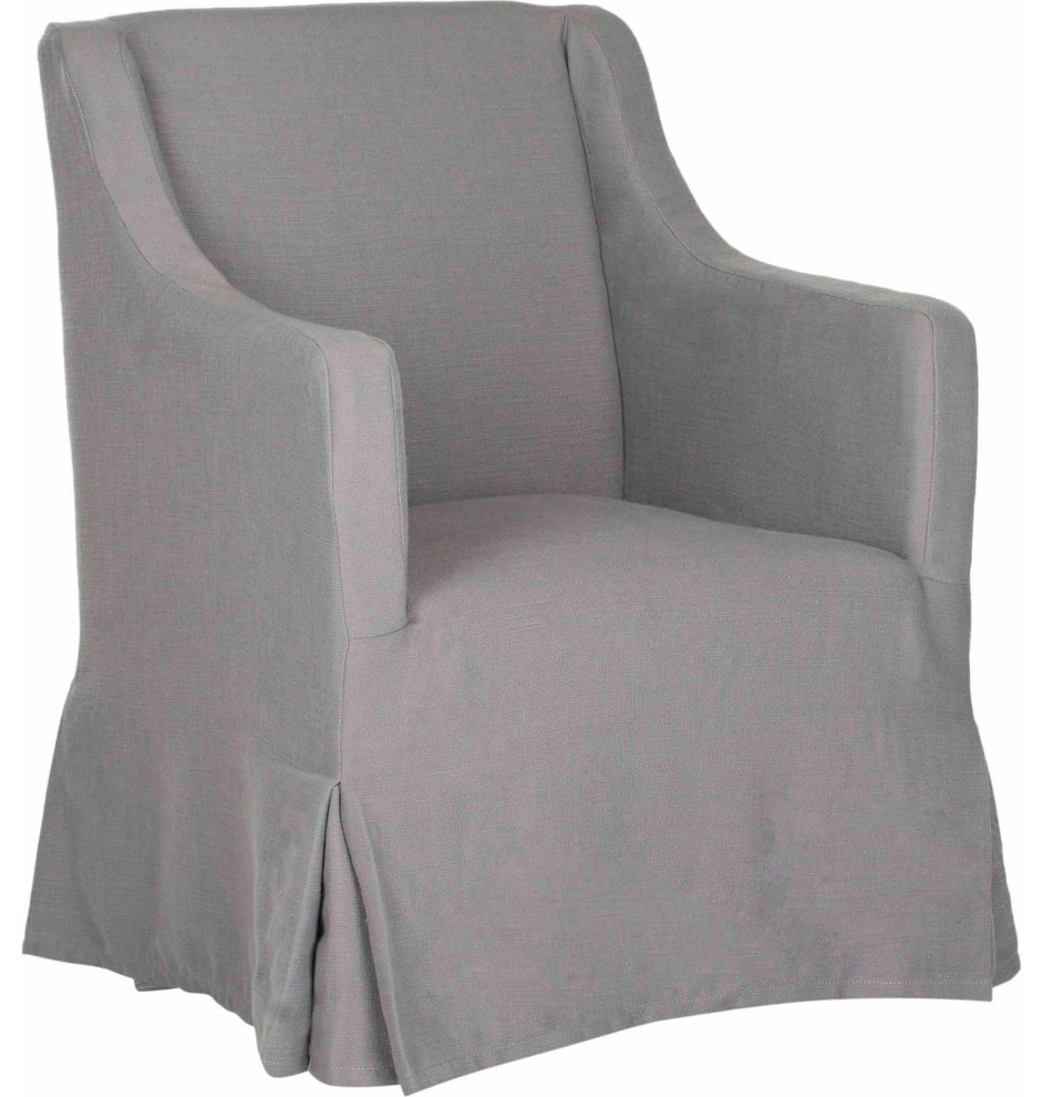 Comfortable Accent Chair, Padded Seat and Sloped Arms With Slipcover