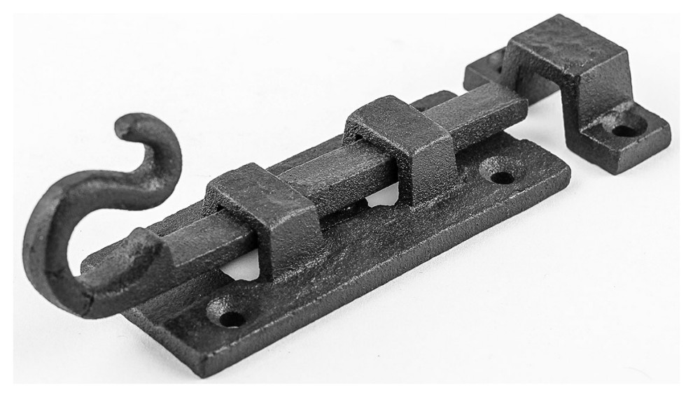 Black Wrought Iron or Door Fancy Slide Bolt 4 1/2