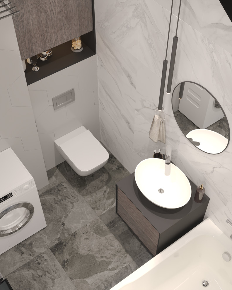 Однокомнатная квартира в серо-голубых тонах