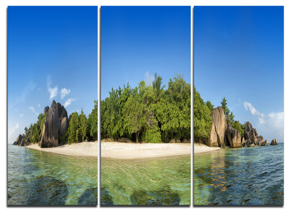 "Paradise on Earth Seychelles Island" Wall Art, 3 Panels, 36"x28", 36