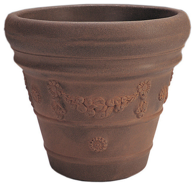 Festonada Traditional Round Garden Pot - 12'' (Rust)