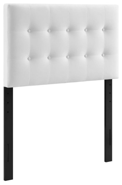 Modway Emily Full Tufted Performance Velvet Headboard in White, Twin ...