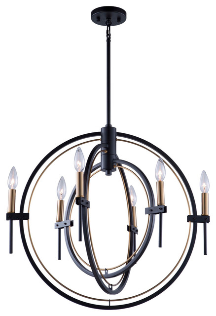 Anglesey AC11456 Chandelier, Matte Black and Harvest Brass