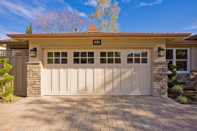 Traditional  Carriage House Garage Door on Ranch Home arts-and-crafts-car-porch