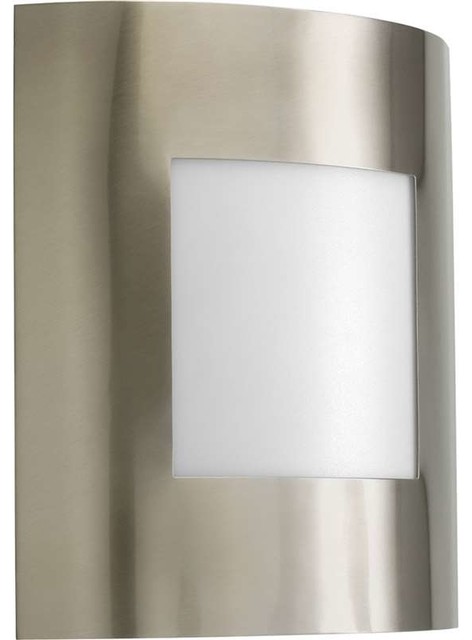 Anson 1-Light Outdoor Wall Lantern Brushed Nickel White Acrylic Glass