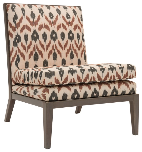 Madeleine Parisian Chair Dark Grey And Red Ikat Print