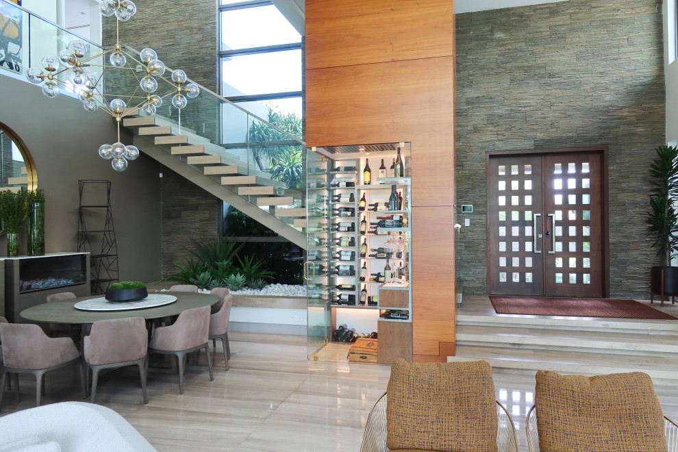 This is an example of a transitional wine cellar in Miami.
