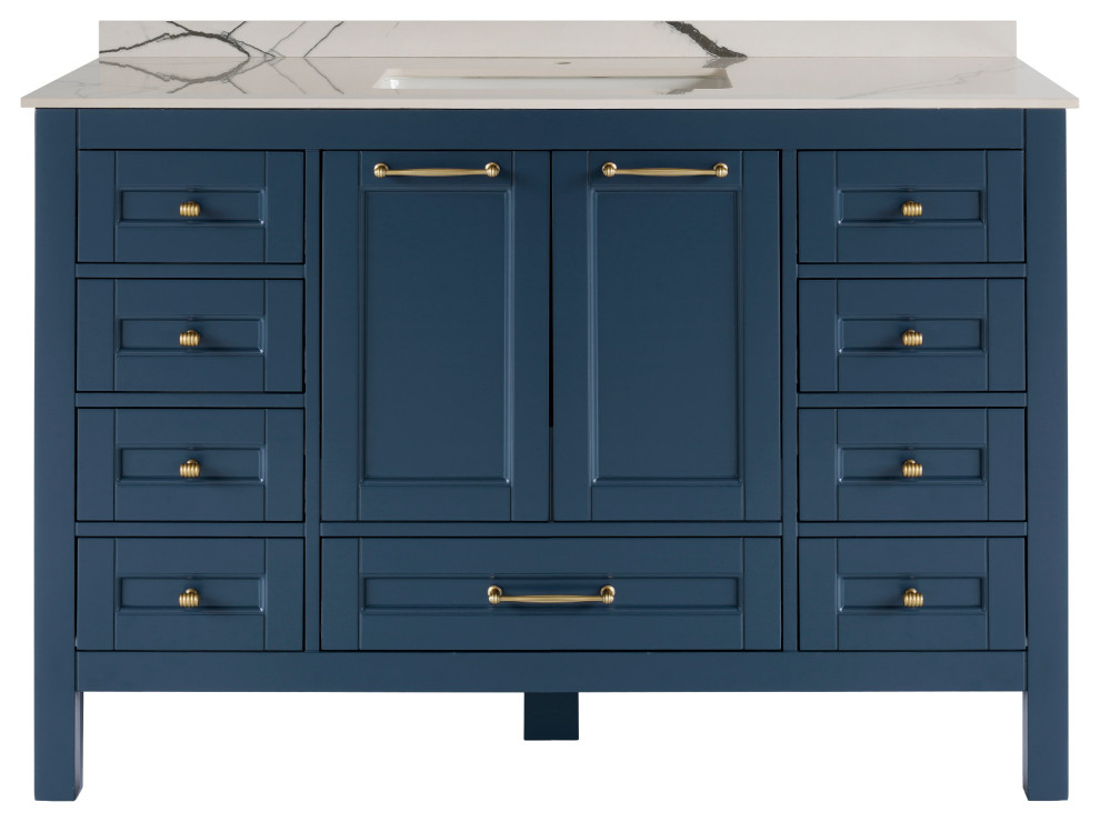 48 inch Navy Blue Single Sink Vanity Bathroom DC Metro by