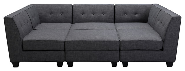 Vendome Modular Gray Fabric 6 Piece Sectional Contemporary Vendome Modular Gray Fabric 6 Piece Sectional