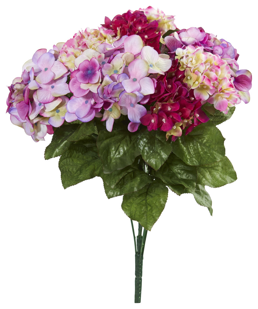 19" Hydrangea Artificial Plant, Set of 3 Modern Artificial Flower