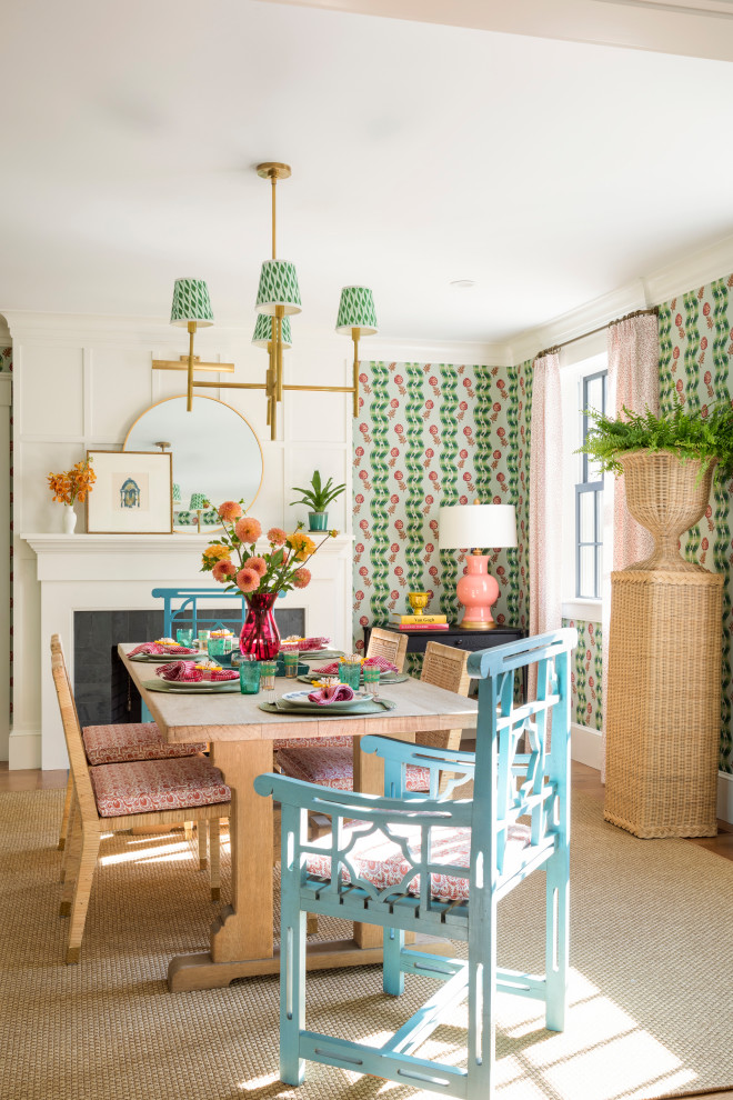 Example of a transitional dining room design in Providence