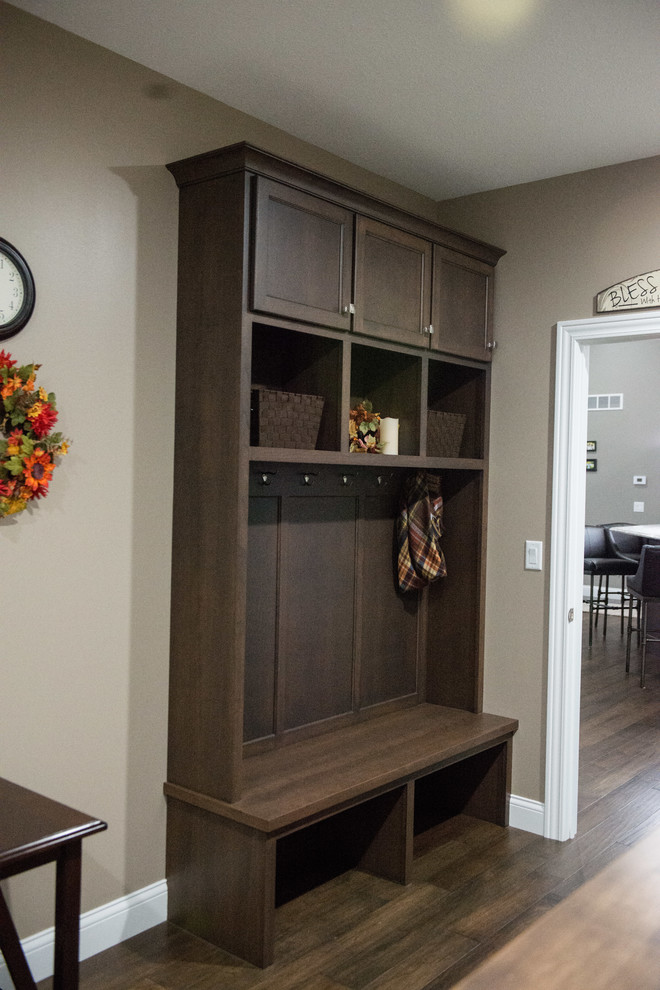 Example of a huge ceramic tile and multicolored floor mudroom design