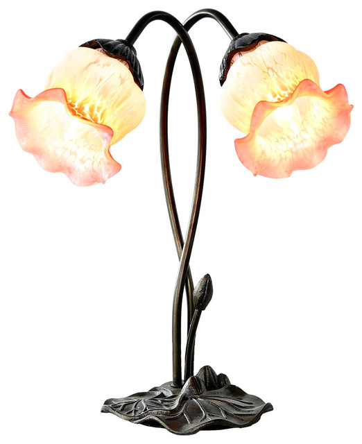 16 Handpainted Frosted Gl 2 Tulip Lily Downlight Accent Table Lamp 16 Handpainted Frosted Gl 2 Tulip Lily Downlight Accent Table Lamp