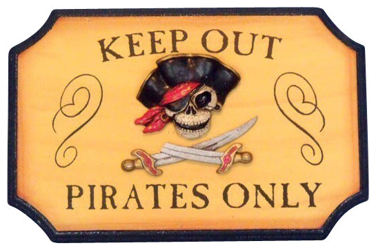 Wooden Pirates Only Sign 9'', Pirate Sign, Decorative Pirate Sign, Nautical