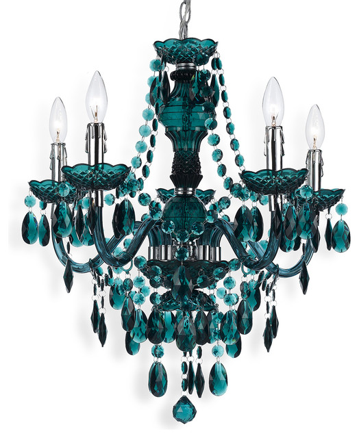 Blue Green Global Bazaar Bohemian 5 Light Beaded Swag Chandelier