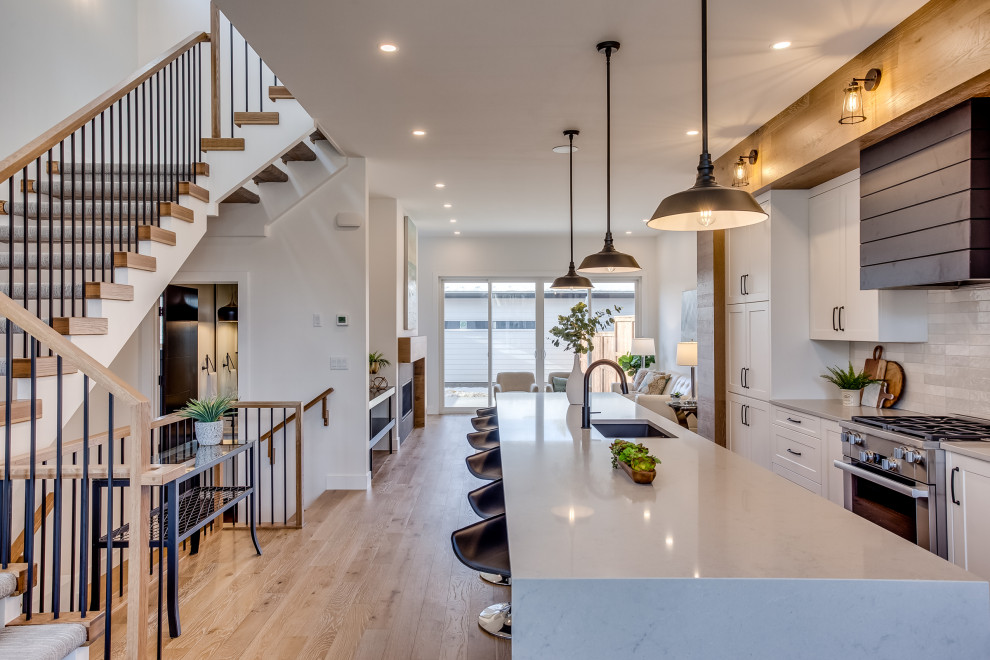 Inspiration for a modern home design remodel in Calgary