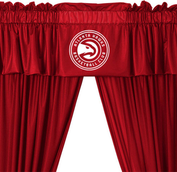5 Piece Set Nba Atlanta Hawks Drape Valance Basketball Window