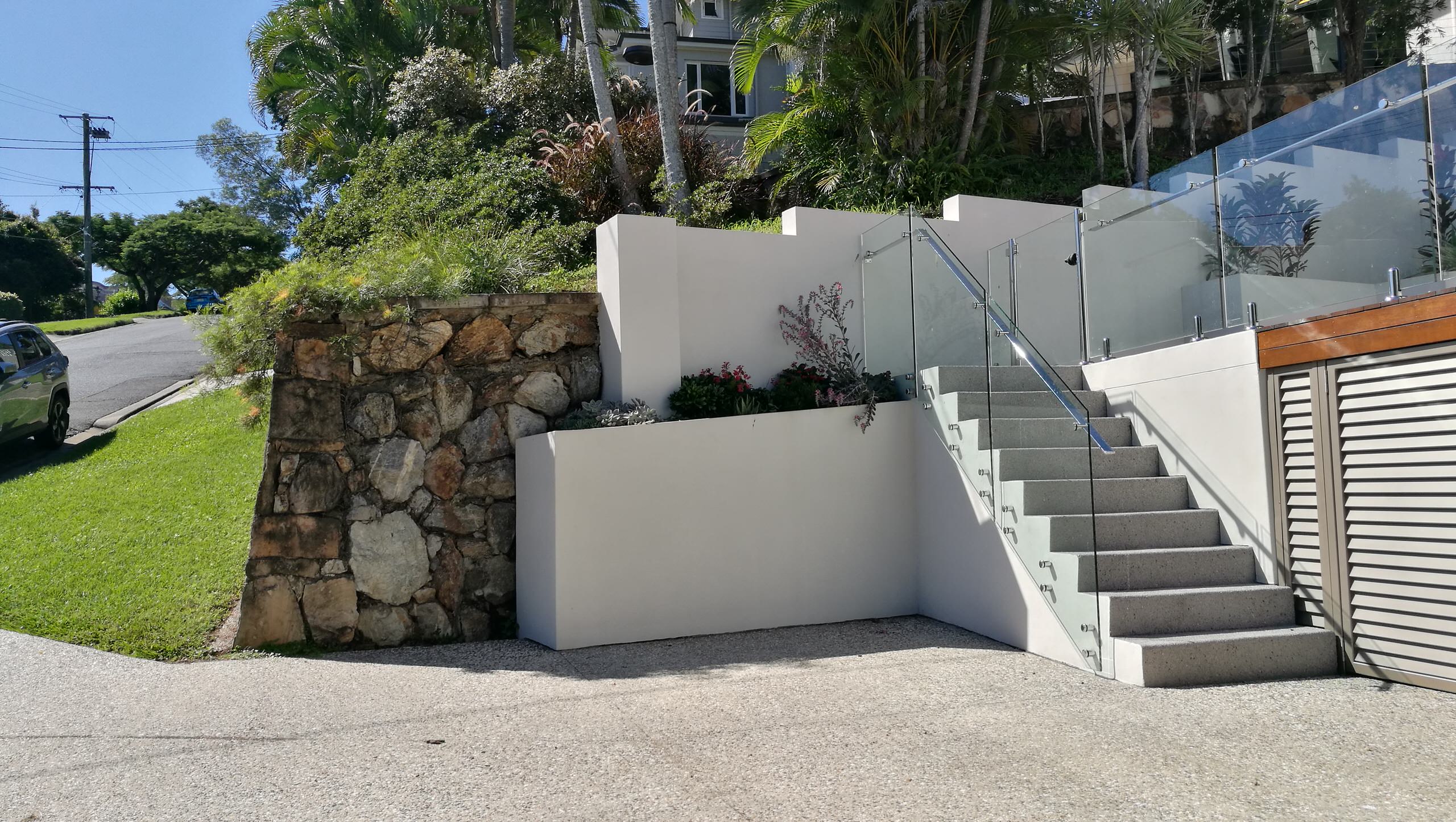 new stairs to terraced garden