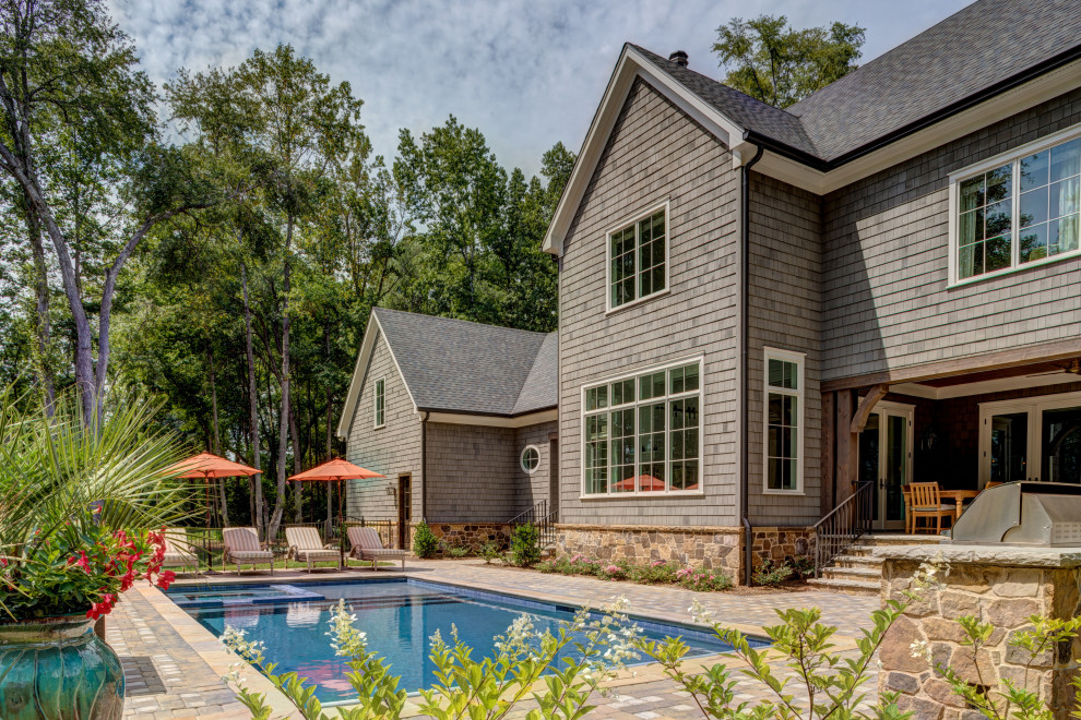 This is an example of a traditional rectangular pool in Charlotte.