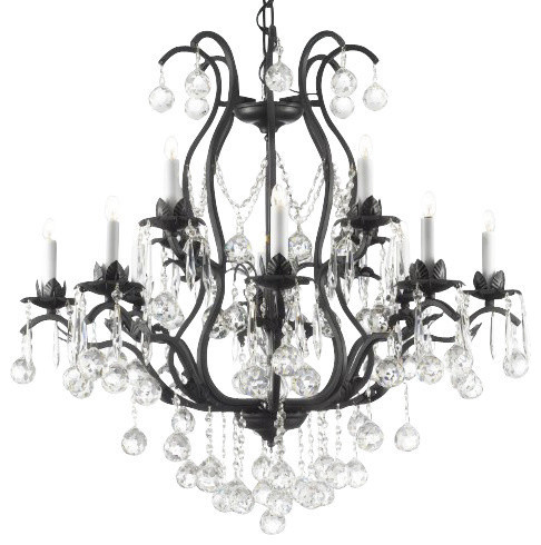 Wrought Iron Crystal Chandelier Dressed With Wrought Iron Crystal Chandelier Dressed With