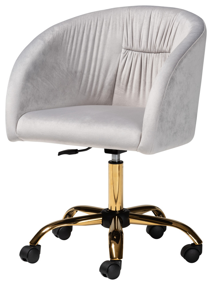 Lowri Velvet Swivel Office Chair Contemporary Office Chairs by Baxton Studio Houzz